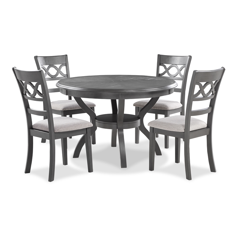 Pemberly Row 5-Piece Wood Dining Set with Table and Chair in Gray