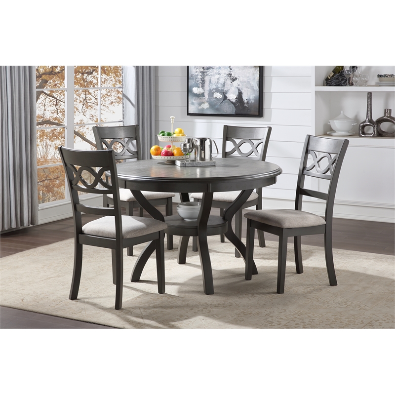 Pemberly Row 5-Piece Wood Dining Set with Table and Chair in Gray