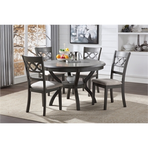 Pemberly Row 5-Piece Wood Dining Set with Table and Chair in Gray