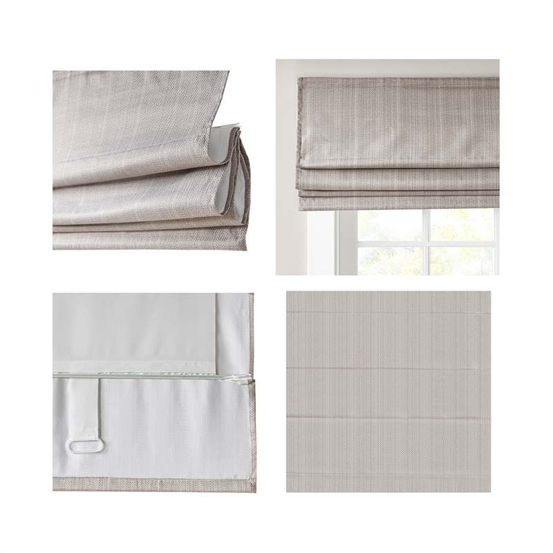 Pemberly Row Basketweave Room Darkening Cordless Roman Shade in Taupe