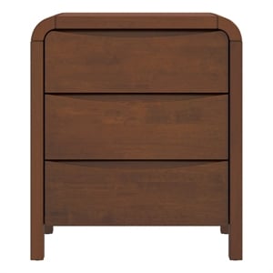 Pemberly Row Solid Wood Walnut Nightstand Bed Side Tables with 3 Drawers