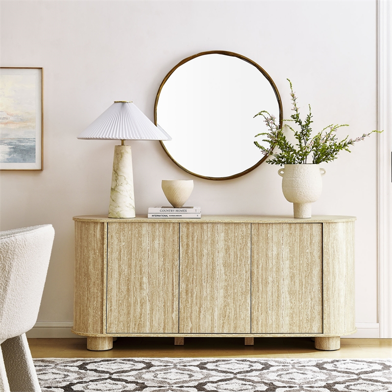 Pemberly Row Modern / Contemporary Wood Sideboard in Travertine