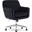 Pemberly Row Modern Office Chair Diamond-Tufted Design Black Velvet Fabric