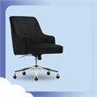 Pemberly Row Modern MidBack Office Chair Velvet Fabric Silver Metal Base Black