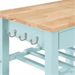 Pemberly Row 4-Tier Butcher Block Kitchen Cart w/ Drawer & Wine Rack - Blue Wood