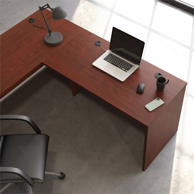 Pemberley Row Engineered Wood Classic Cherry Computer Desk Rectangular Adjustable Levelers 47.16