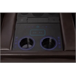 Pemberly Row Faux Leather Sectional w/ LED USB Speaker Wireless Charger - Brown
