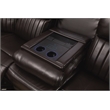 Pemberly Row Faux Leather Sectional w/ LED USB Speaker Wireless Charger - Brown
