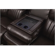 Pemberly Row Faux Leather Sectional w/ LED USB Speaker Wireless Charger - Brown