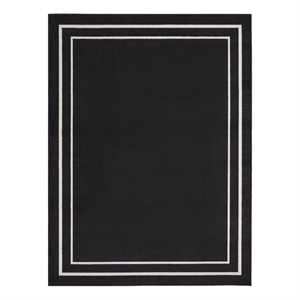 Pemberly Row 108x144&quot Fabric Indoor/Outdoor Rug in Black Ivory