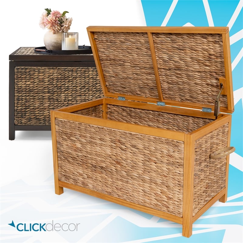 Pemberly Row Farmhouse Wicker Trunk Acacia 30