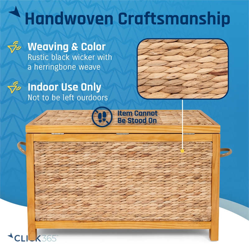 Pemberly Row Farmhouse Wicker Trunk Acacia 30
