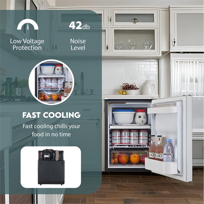 Pemberly Row Compact RV-Marine-Offgrid Refrigerator-Freezer 1.6cf 12V 110V