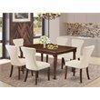 Pemberly Row Modern 7-piece Wood Dining Room Table Set in Mahogany