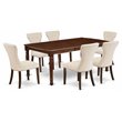 Pemberly Row Modern 7-piece Wood Dining Room Table Set in Mahogany