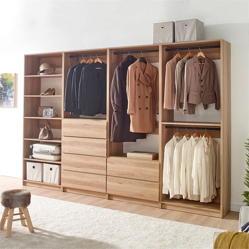Pemberly Row Modern Oak Freestanding Walk in Wood Closet System