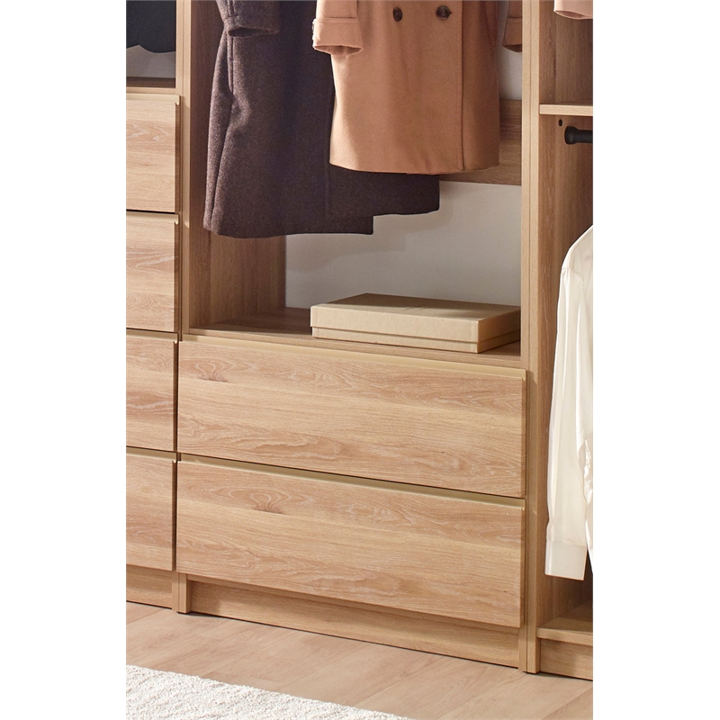 Pemberly Row Modern Oak Freestanding Walk in Wood Closet System