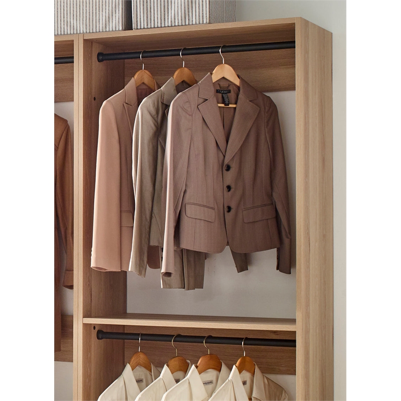 Pemberly Row Modern Oak Freestanding Walk in Wood Closet System
