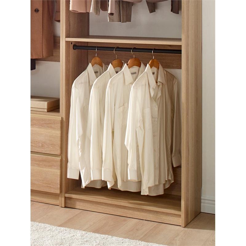 Pemberly Row Modern Oak Freestanding Walk in Wood Closet System