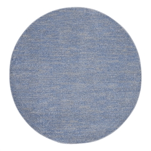 Pemberly Row 6' x Round Blue Gray Fabric Outdoor Area Rug (6' Round)