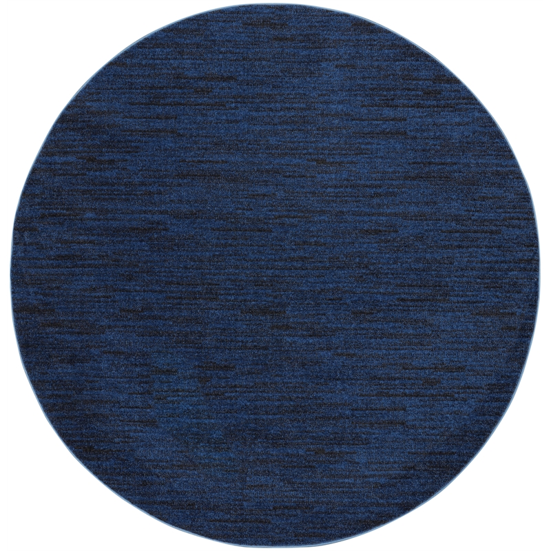 Pemberly Row 8' x Round Midnight Blue Fabric Outdoor Area Rug (8' Round)