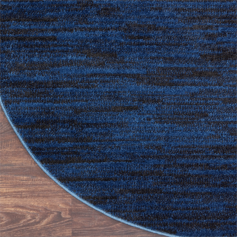 Pemberly Row 8' x Round Midnight Blue Fabric Outdoor Area Rug (8' Round)