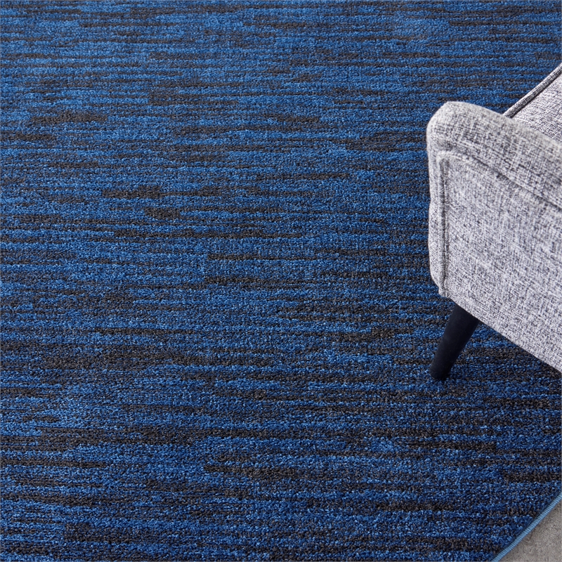 Pemberly Row 8' x Round Midnight Blue Fabric Outdoor Area Rug (8' Round)