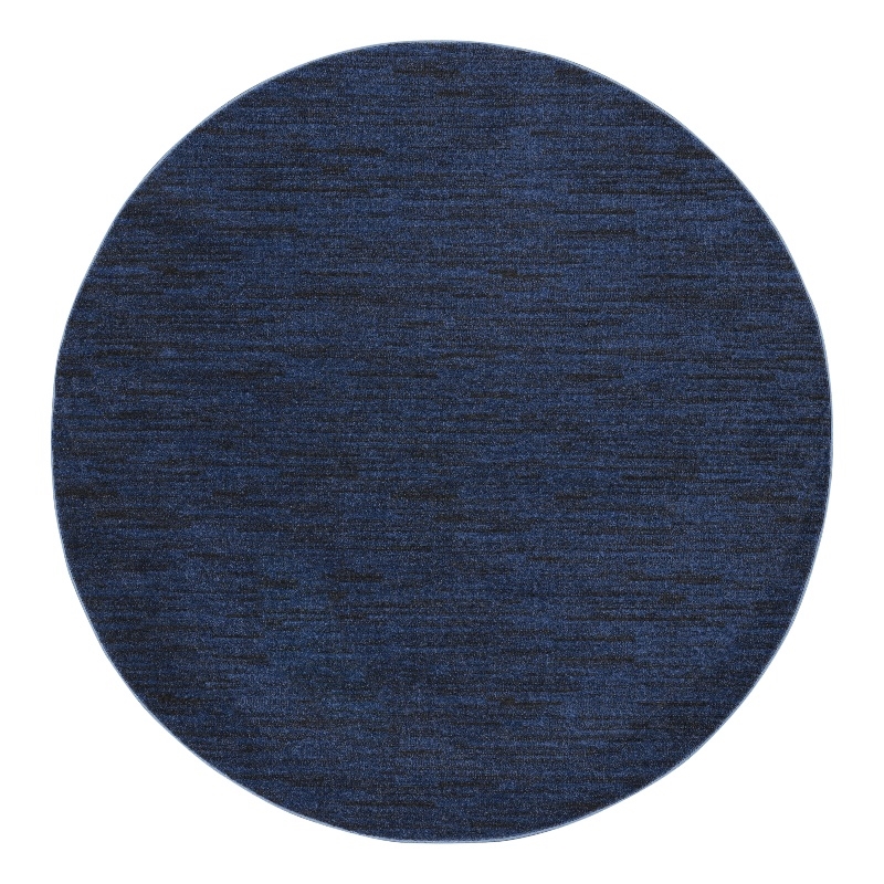 Pemberly Row 8' x Round Midnight Blue Fabric Outdoor Area Rug (8' Round)