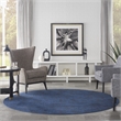 Pemberly Row 8' x Round Midnight Blue Fabric Outdoor Area Rug (8' Round)