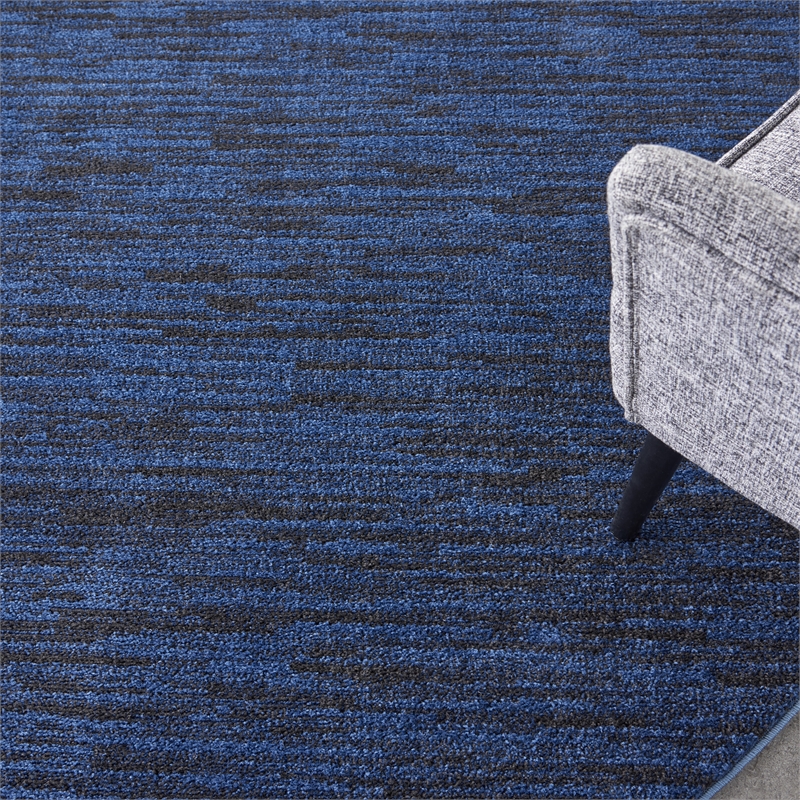 Pemberly Row 8' x Round Midnight Blue Fabric Outdoor Area Rug (8' Round)