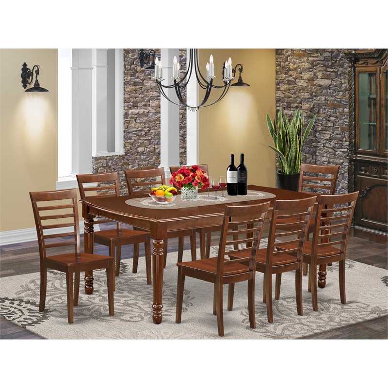 Pemberly Row Contemporary 9-piece Wood Kitchen Set in Mahogany