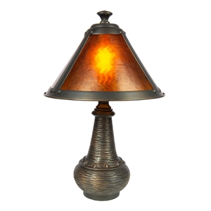 Pemberly Row Contemporary Accent Lamp in Antique Bronze and Mica Shade