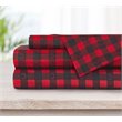 Pemberly Row 4-piece Polyester Buffalo Plaid Deer King Sheet Set in Red