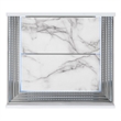 Pemberly Row White High Gloss Marble 2-Drawer Nightstand With LED