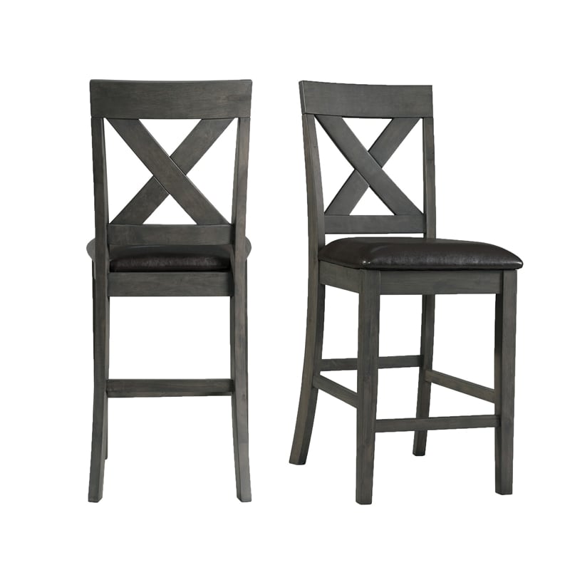Pemberly Row Contemporary Counter Height Side Chair Set in Gray