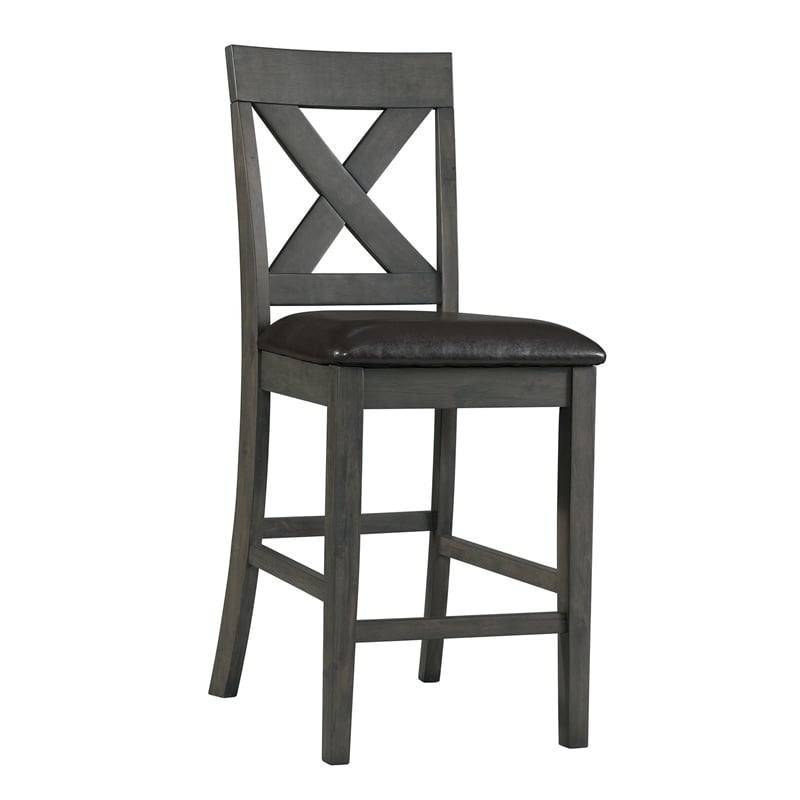 Pemberly Row Contemporary Counter Height Side Chair Set in Gray