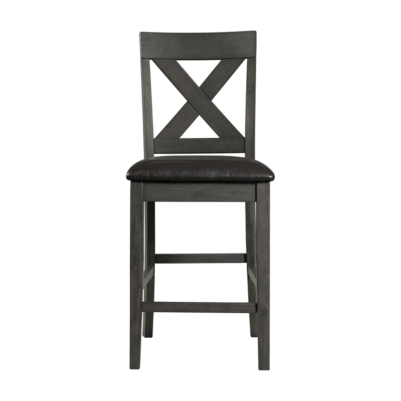 Pemberly Row Contemporary Counter Height Side Chair Set in Gray