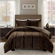 Pemberly Row Faux Fur Comforter Mini Set in Chocolate King/Cal King