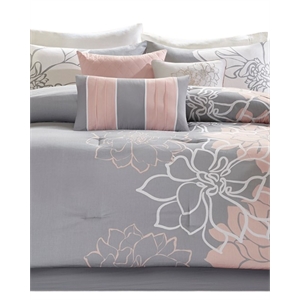 Pemberly Row 7-Piece Cotton Sateen Printed Comforter Set in Gray