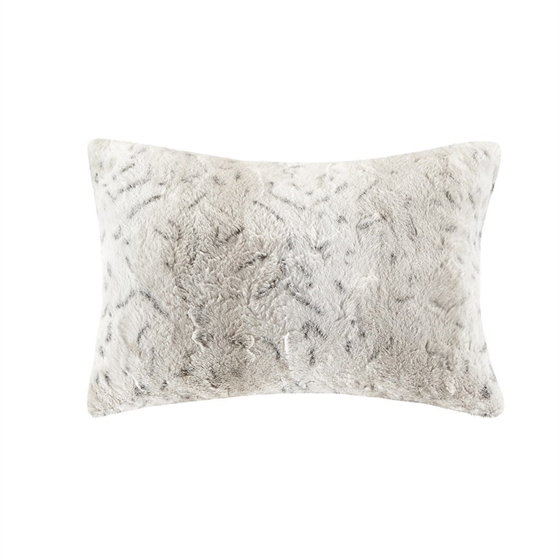 Pemberly Row 4PC Faux Fur Comforter Set in Snow Leopard King