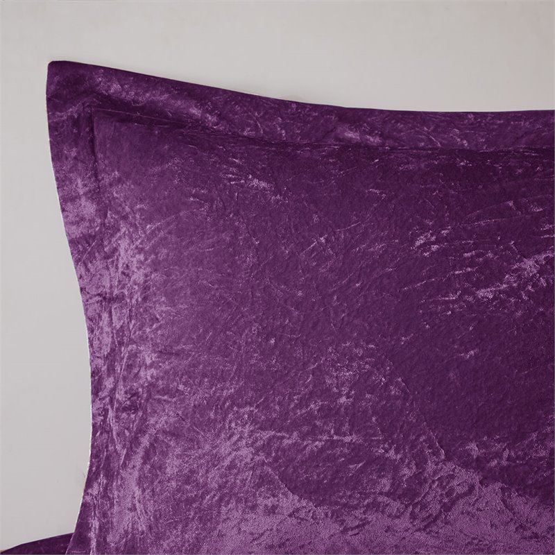 Pemberly Row Modern Polyester Crushed Comforter Set in Purple
