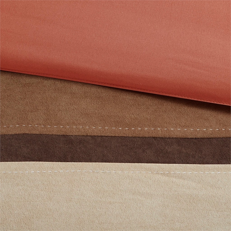 Pemberly Row Modern 7 Piece Faux Suede Comforter Set in Coral