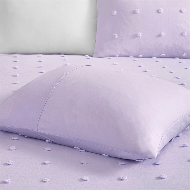 Pemberly Row Cotton Jacquard Pom Pom Comforter Set in Lavender