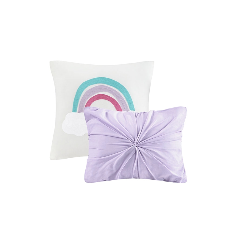 Pemberly Row Cotton Jacquard Pom Pom Comforter Set in Lavender