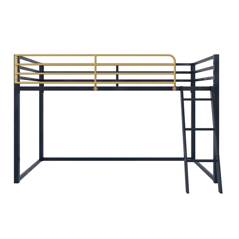 Pemberly Row Contemporary Twin Metal Junior Loft Bed in Navy