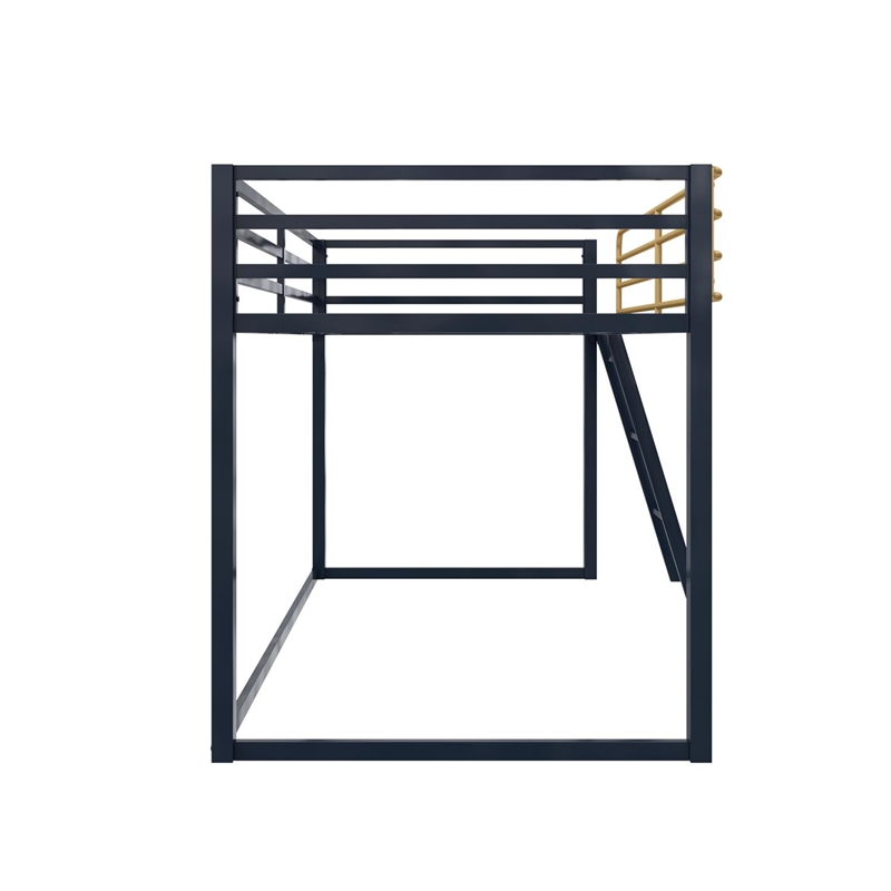 Pemberly Row Contemporary Twin Metal Junior Loft Bed in Navy