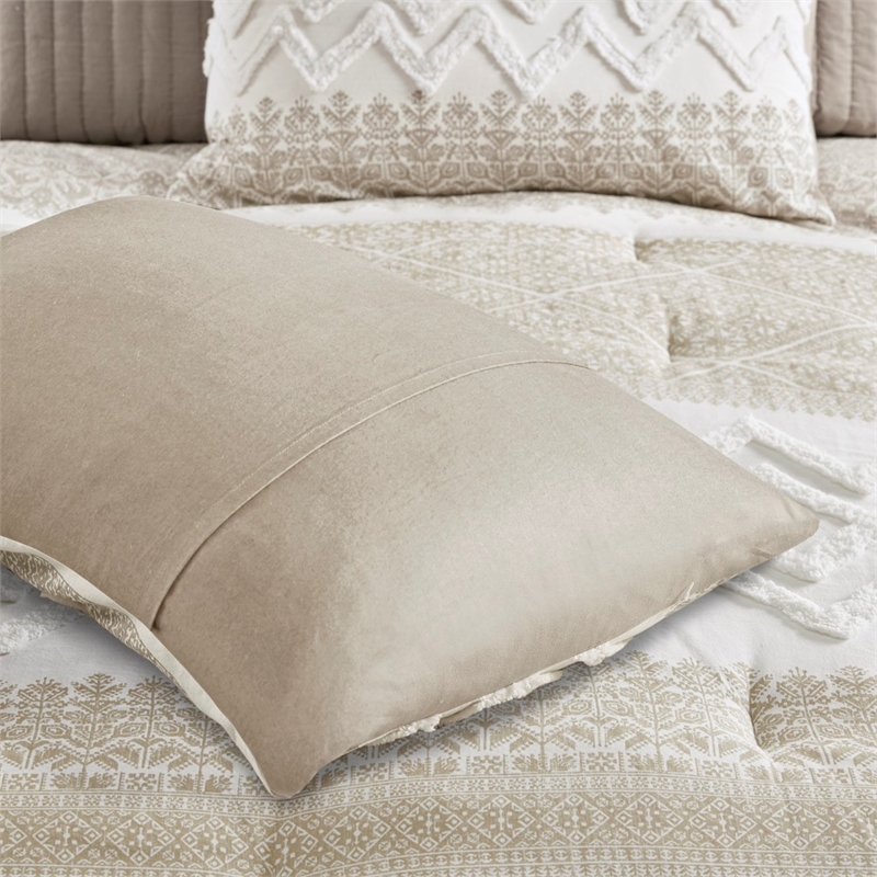 Pemberly Row 3-Piece Cotton Printed Comforter Set with Chenille in Brown