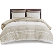 Pemberly Row 3-Piece Cotton Printed Comforter Set with Chenille in Brown