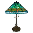 Pemberly Row 2-Light Metal & Art Glass Table Lamp in Antique Bronze/Azure Blue