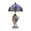 Pemberly Row 2-Light Resin & Art Glass Table Lamp in Cold Cast Bronze/Blue